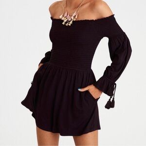 American Eagle Outfitters Off-Shoulder Black Dress